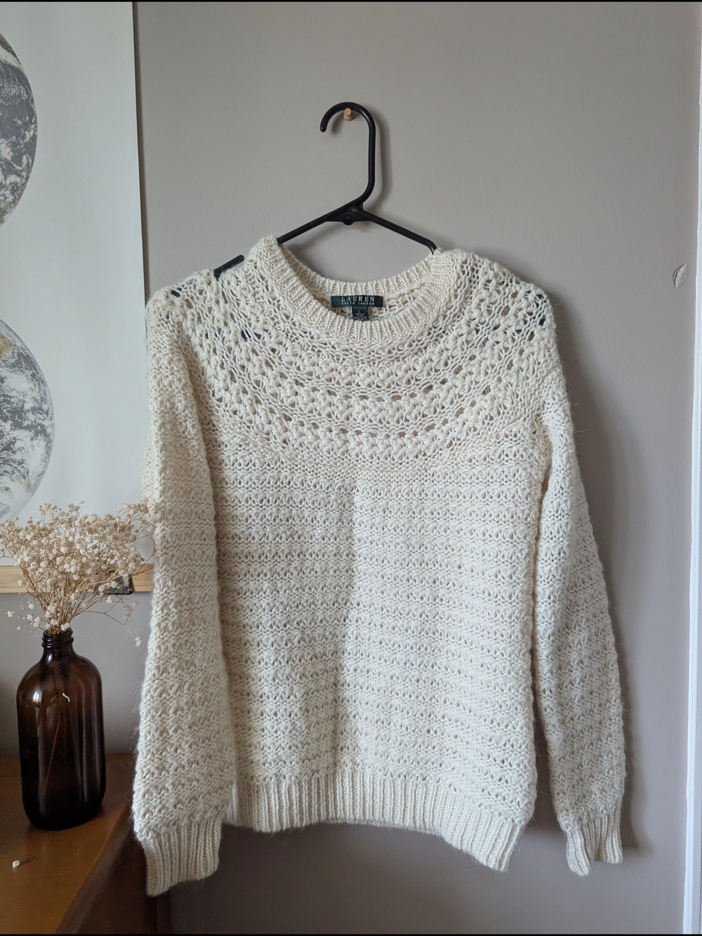 Ralph Lauren Cream Crochet  Alpaca Sweater